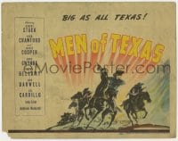 9y119 MEN OF TEXAS TC 1942 Robert Stack, Broderick Crawford, cool cowboy art Big as all Texas!
