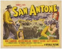 9y171 SAN ANTONE TC 1953 cowboy Rod Cameron & pretty High Noon girl Katy Jurado in Texas!