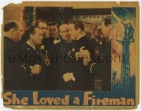 9y816 SHE LOVED A FIREMAN LC 1937 firefighters stop fight between Dick Foran & Robert Armstrong!
