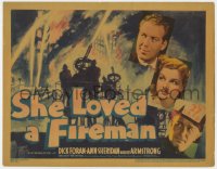 9y183 SHE LOVED A FIREMAN TC 1937 firefighter Robert Armstrong, Dick Foran & Ann Sheridan, rare!