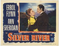 9y822 SILVER RIVER LC #5 1948 Errol Flynn hugs beautiful Ann Sheridan in front of mountains!