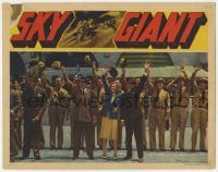 9y830 SKY GIANT LC 1938 great image of Joan Fontaine & soldiers all waving goodbye!