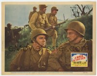 9y944 WALK IN THE SUN LC 1945 c/u of Dana Andrews with soldiers marching across the countryside!