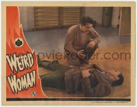 9y956 WEIRD WOMAN LC 1944 upset Lon Chaney Jr. crouching by dead Phil Brown holding gun!