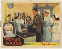 9y978 WOMAN DOCTOR LC 1939 pretty nurses surround handsome Henry Wilcoxon at reception desk!