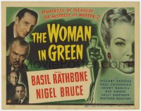 9y244 WOMAN IN GREEN TC 1945 Basil Rathbone as Sherlock Holmes, Nigel Bruce as Dr. Watson, rare!
