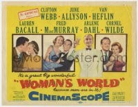 9y246 WOMAN'S WORLD TC 1954 June Allyson, Clifton Webb, Van Heflin, Lauren Bacall, Arlene Dahl!