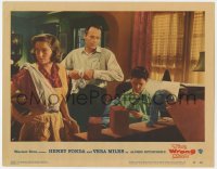 9y986 WRONG MAN LC #5 1957 c/u of Henry Fonda & Vera Miles at home, Alfred Hitchcock directed!