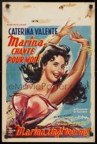 9z453 DU BIST MUSIK Belgian 1956 wonderful different artwork of sexy Caterina Valente dancing!