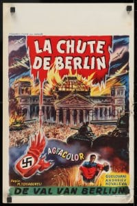 9z458 FALL OF BERLIN Belgian 1949 Mikheil Chiaureli, fiery art of Nazi downfall!