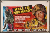 9z484 HELL IN NORMANDY Belgian 1968 Guy Madison, Peter Lee Lawrence, cool different WWII art!