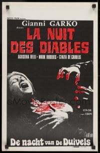9z530 NIGHT OF THE DEVILS Belgian 1972 La Notte Dei Diavoli, bloody art of woman attacked!