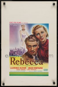 9z545 REBECCA Belgian R1940s Alfred Hitchcock, art of Laurence Olivier & Joan Fontaine!