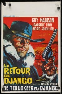 9z547 RETURN OF DJANGO Belgian 1967 cool spaghetti western art of Guy Madison with gun!