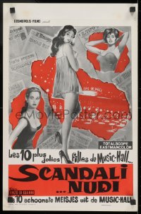 9z554 SCANDALI NUDI Belgian 1963 Naked Scandals, art of sexy Italian stripper in nightie!