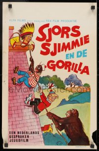 9z562 SJORS SJIMMIE EN DE GORILLA Belgian 1966 wacky art of ape and companions climbing rope!