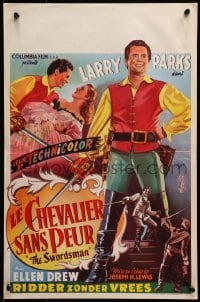 9z575 SWORDSMAN Belgian 1948 swashbuckler Larry Parks romances Drew, directed by Joseph H. Lewis!