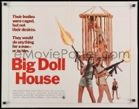 9z818 BIG DOLL HOUSE 1/2sh 1971 artwork of Pam Grier & sexy caged girls with huge guns!