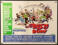 9z829 BUSY BODY 1/2sh 1967 William Castle, great wacky art of entire cast by Frank Frazetta!