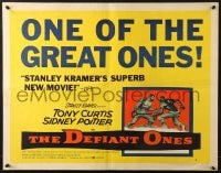 9z839 DEFIANT ONES style A 1/2sh 1958 art of escaped cons Tony Curtis & Sidney Poitier chained together!