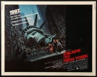 9z846 ESCAPE FROM NEW YORK 1/2sh 1981 John Carpenter, decapitated Lady Liberty by Jackson!