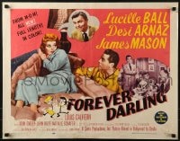 9z852 FOREVER DARLING style B 1/2sh 1956 art of James Mason, Desi Arnaz & Lucille Ball, I Love Lucy!