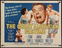 9z859 GREAT AMERICAN PASTIME style A 1/2sh 1956 baseball, Tom Ewell between sexy Anne Francis & Ann Miller!