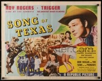 9z957 SONG OF TEXAS style A 1/2sh 1943 art of Roy Rogers riding Trigger & playing guitar for girl!