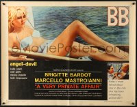9z990 VERY PRIVATE AFFAIR 1/2sh 1962 Louis Malle's Vie Privee, c/u of sexiest Brigitte Bardot!