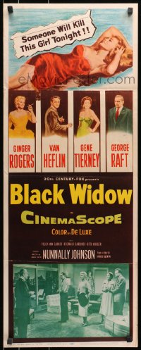 9z023 BLACK WIDOW insert 1954 Ginger Rogers, Gene Tierney, Van Heflin, George Raft, sexy art!