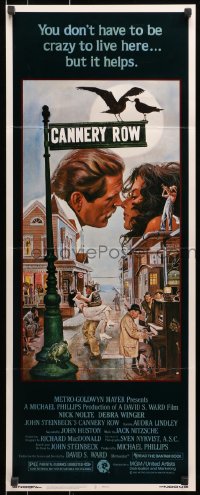9z036 CANNERY ROW insert 1982 cool art of Nick Nolte about to kiss Debra Winger by John Solie!