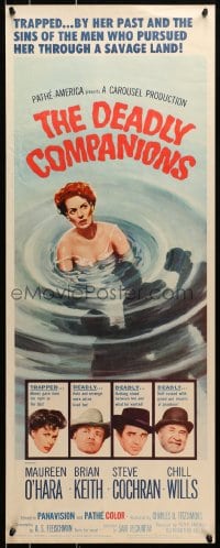 9z052 DEADLY COMPANIONS insert 1961 first Peckinpah, art of sexy Maureen O'Hara caught swimming!