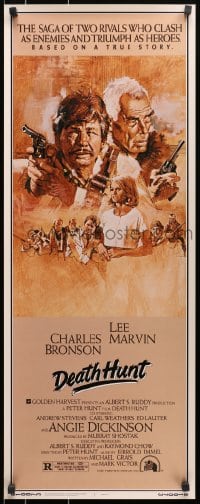 9z053 DEATH HUNT insert 1981 artwork of Charles Bronson & Lee Marvin with guns by John Solie!