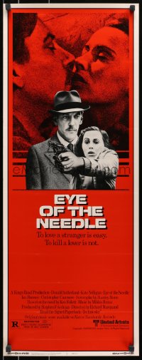 9z067 EYE OF THE NEEDLE insert 1981 Donald Sutherland, Kate Nelligan, from Ken Follett novel!