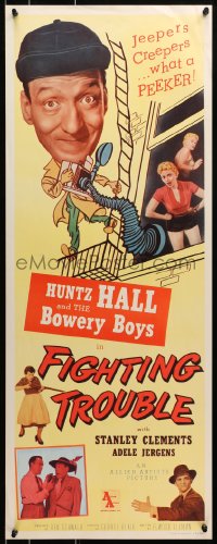 9z070 FIGHTING TROUBLE insert 1956 Huntz Hall & the Bowery Boys, jeepers creepers what a peeker!