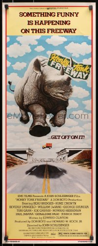 9z083 HONKY TONK FREEWAY insert 1981 cool giant flying rhinoceros art, Beau Bridges, Beverly D'Angelo!