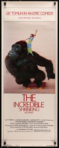 9z089 INCREDIBLE SHRINKING WOMAN style B insert 1981 Lettick art of Lily Tomlin, gorilla on skateboard!
