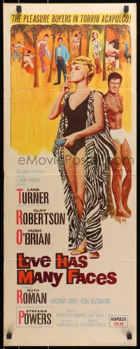 9z105 LOVE HAS MANY FACES insert 1965 art of sexy smoking Lana Turner & barechested Hugh O'Brian!