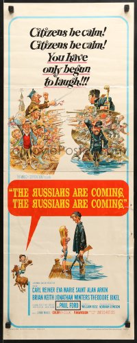 9z142 RUSSIANS ARE COMING insert 1966 Carl Reiner, great Jack Davis art of Russians vs Americans!