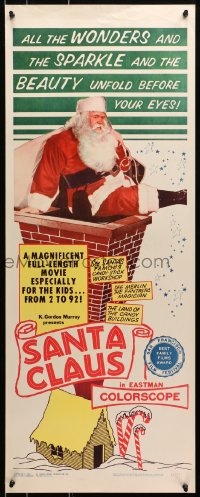 9z144 SANTA CLAUS insert 1960 Christmas photo of Santa & chimney, enchanting world of make-believe!