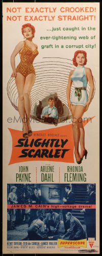 9z155 SLIGHTLY SCARLET insert 1956 James M. Cain, sexy Rhonda Fleming & Arlene Dahl, John Payne!