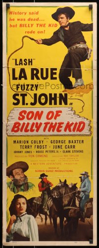 9z156 SON OF BILLY THE KID insert 1949 Lash La Rue, Al Fuzzy St. John, cool cowboy images!