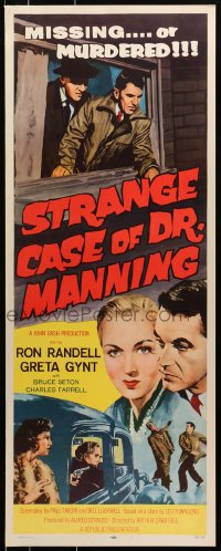 9z163 STRANGE CASE OF DR MANNING insert 1958 Ron Randell, Greta Gynt, missing or murdered!