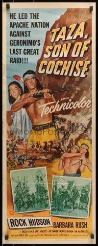 9z174 TAZA SON OF COCHISE insert 1954 3-D, art of Native American Indian Rock Hudson with rifle!