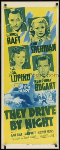 9z177 THEY DRIVE BY NIGHT insert R1956 Humphrey Bogart, George Raft, Ann Sheridan, Ida Lupino