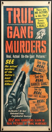 9z185 TRUE GANG MURDERS insert 1960 no actors, see real killers slain in an orgy of gang warfare!