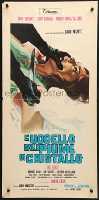 9z217 BIRD WITH THE CRYSTAL PLUMAGE Italian locandina 1970 Picchioni art of woman attacked!