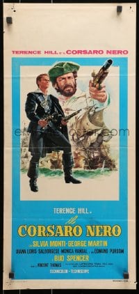 9z219 BLACKIE THE PIRATE Italian locandina 1971 cool art of Terence Hill & Bud Spencer by Casaro!