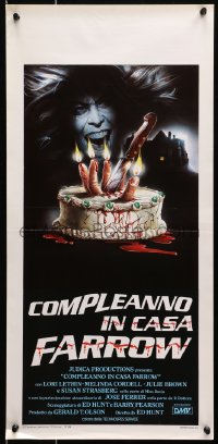 9z220 BLOODY BIRTHDAY Italian locandina 1984 gruesome Sciotti hand-in-birthday-cake artwork!