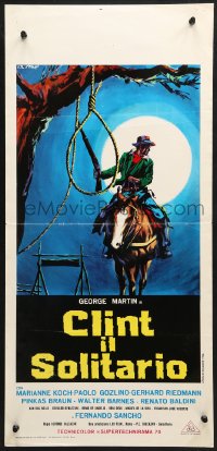 9z234 CLINT THE STRANGER Italian locandina 1967 art of cowboy George Martin & noose by Di Stefano!